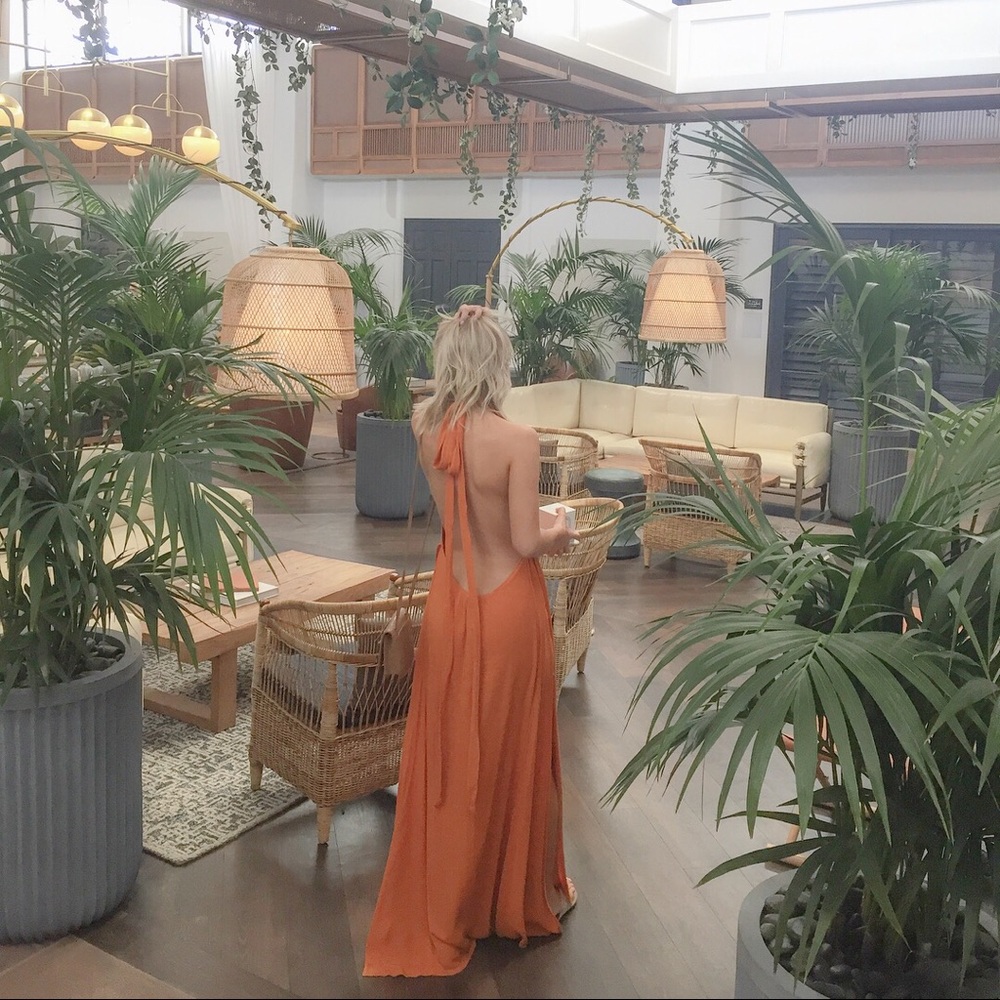 Sabo skirt deep V backless maxi dress